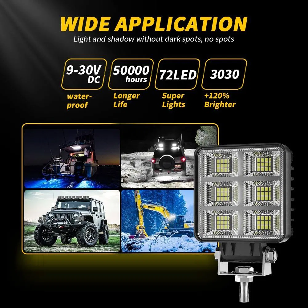 9-30V LED Work Light Pods Bar Square LED Car Light Floodlight White Driving Offroad Fog Retrofit/Upgrade for SUV/ATV/UTV/Truck Car Light