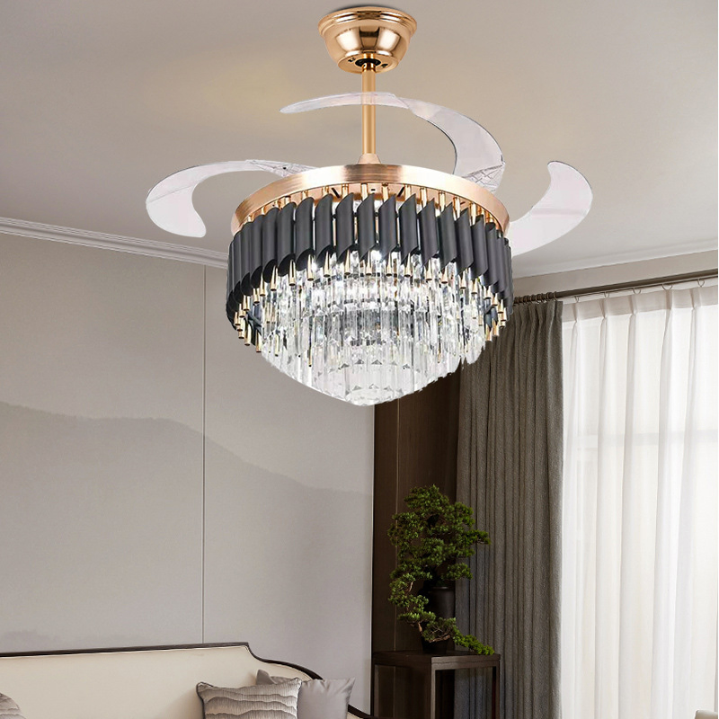 Zy Custom LED Crystal Chandelier Pendant Lamp Home Hotel Modern Ceiling Fan Light