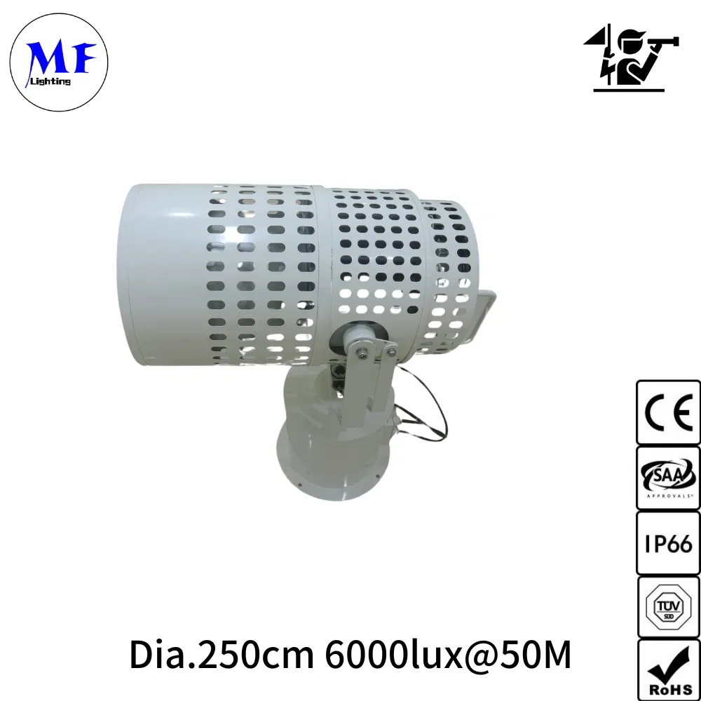 LED Sea Tower Projector Search Rescue Searchlight IP66 Marine Boat Vessel Skybeam 300W 400W 500W 600W Projection Distance 2km 3km Spot Search Light