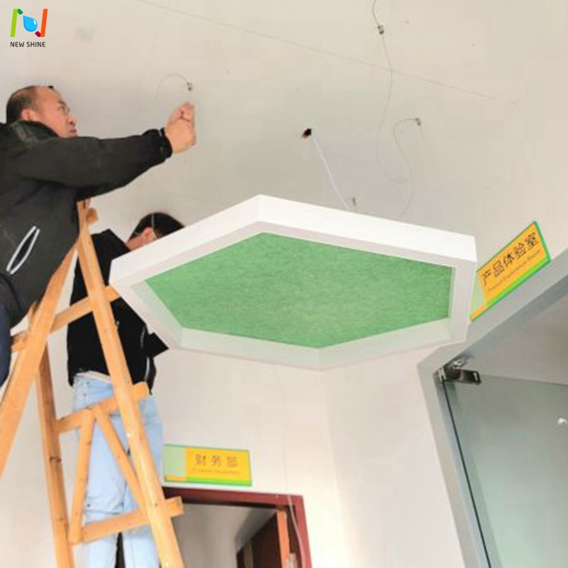 LED Hexagonal Ceiling Pendant Light Interior Lighting Chandelier Lamp Linear Acoustic Light