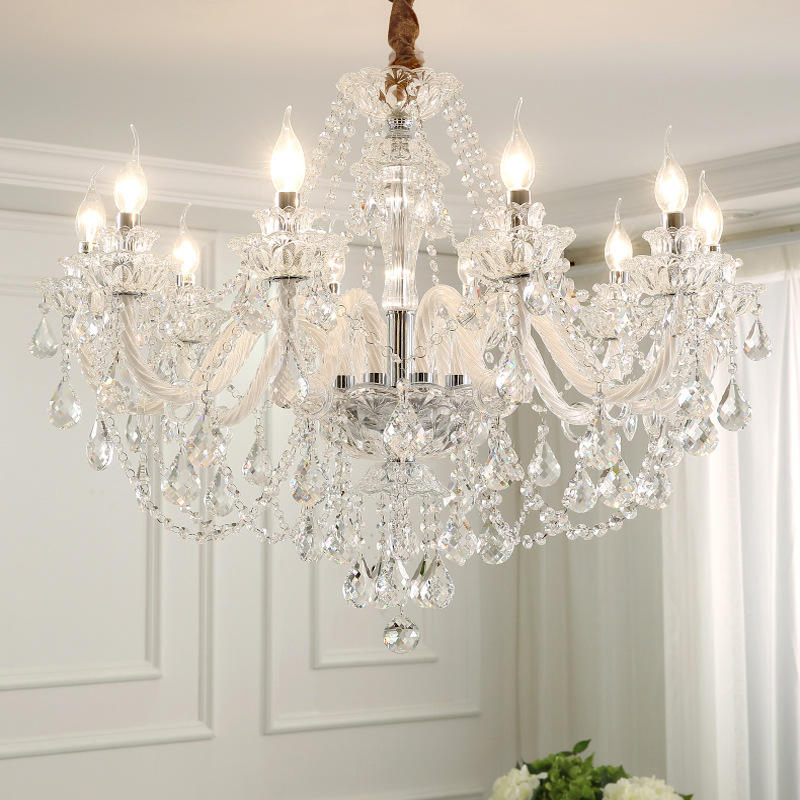 Popular Glass Hanging LED Candle Bar Crystal Lobby Chandeliers &amp; Pendant Light