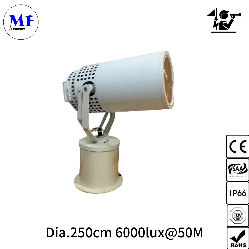 LED Sea Tower Projector Search Rescue Searchlight IP66 Marine Boat Vessel Skybeam 300W 400W 500W 600W Projection Distance 2km 3km Spot Search Light