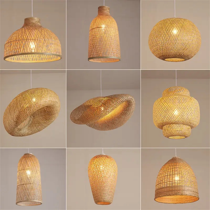 Pendant Lamp Shade Rattan Art Chandelier LED Bamboo Weaving Rattan Pendant Light