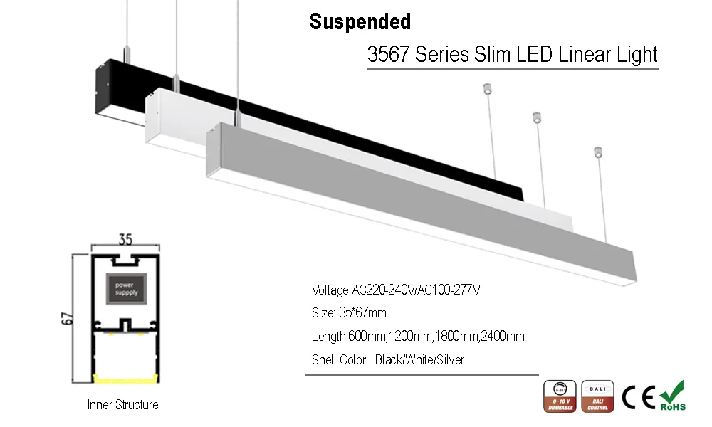 Slim Size Suspended LED Linear Light