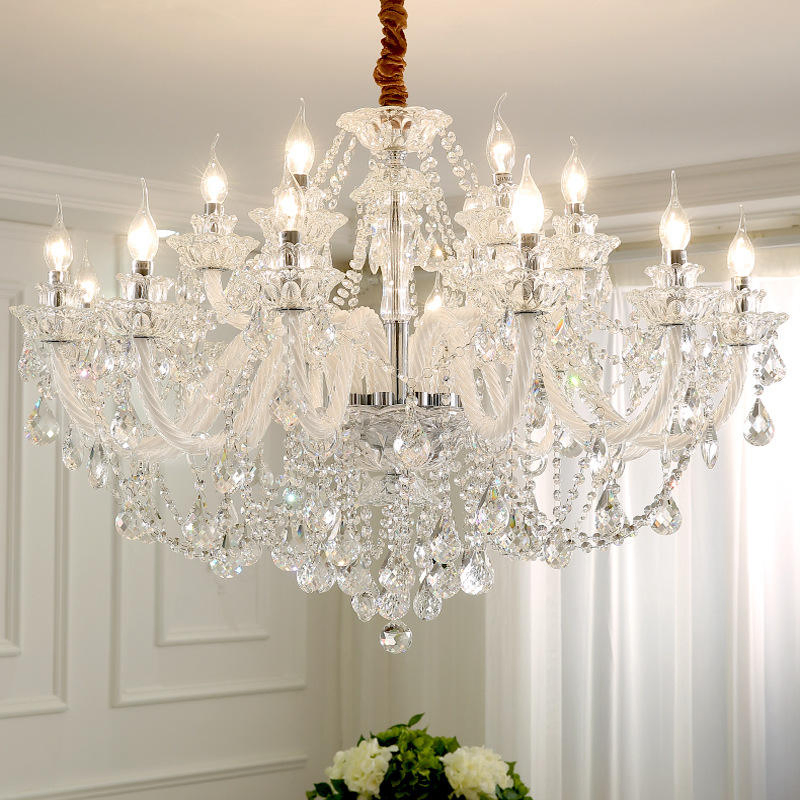 Popular Glass Hanging LED Candle Bar Crystal Lobby Chandeliers &amp; Pendant Light
