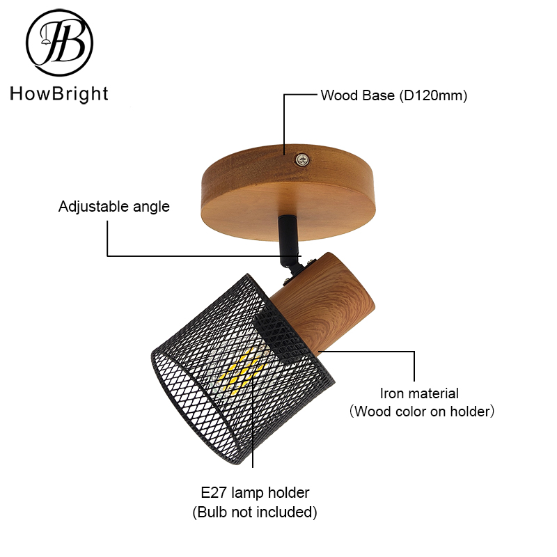 E27 Wall Light Adjustable Wall Spotlight Black Ceiling Spot Lights