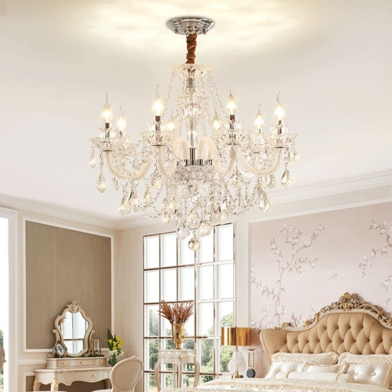 Popular Glass Hanging LED Candle Bar Crystal Lobby Chandeliers &amp; Pendant Light