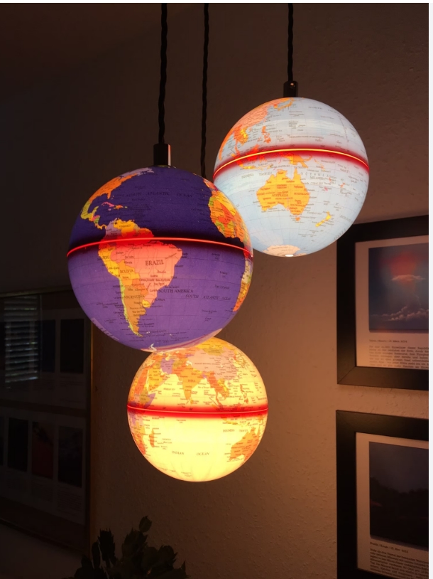 Creative World Globe LED Pendant Light Ball Chandeliers Ceiling Light Fitting for Boy and Girl Bedroom Chandeliers Restaurant Decor Hanging Lamp