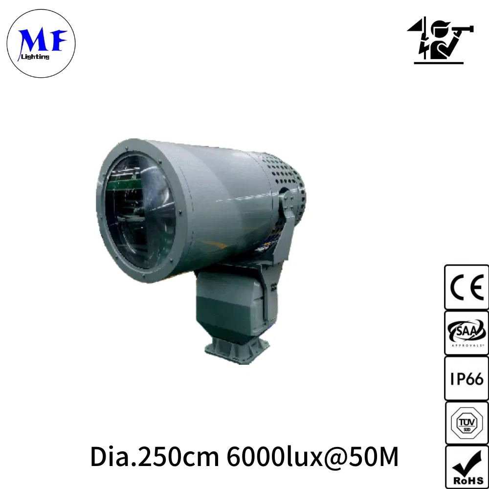 LED Sea Tower Projector Search Rescue Searchlight IP66 Marine Boat Vessel Skybeam 300W 400W 500W 600W Projection Distance 2km 3km Spot Search Light