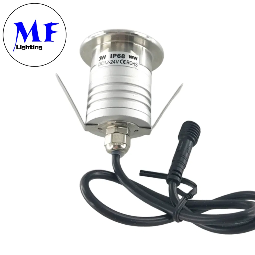 DC12V-24V 3W Underground IP68 Waterproof Recessed Outdoor Deck RGB LED Inground Well Floor Light for Garden Landscape Swimming Pool Lighting
