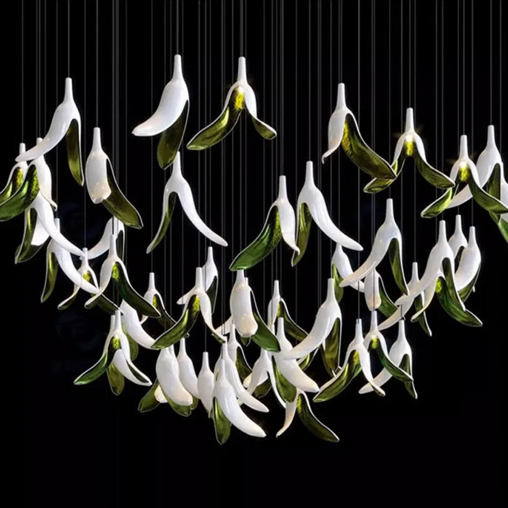 Modern Gold LED Glass Chandelier Designers Pendant Light for Hotel Living Room