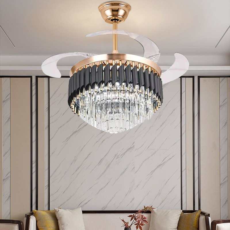 Zy Custom LED Crystal Chandelier Pendant Lamp Home Hotel Modern Ceiling Fan Light