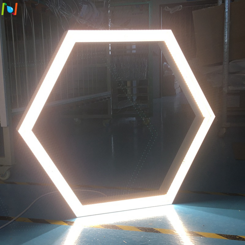 LED Hexagonal Ceiling Pendant Light Interior Lighting Chandelier Lamp Linear Acoustic Light