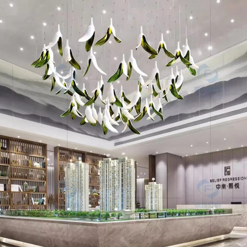 Modern Gold LED Glass Chandelier Designers Pendant Light for Hotel Living Room