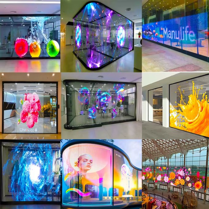 Indoor Semi-Outdoor P2.8 P3.9 P7.8 P10.4 See Through High Transparency Curtain Transparent LED Screen
