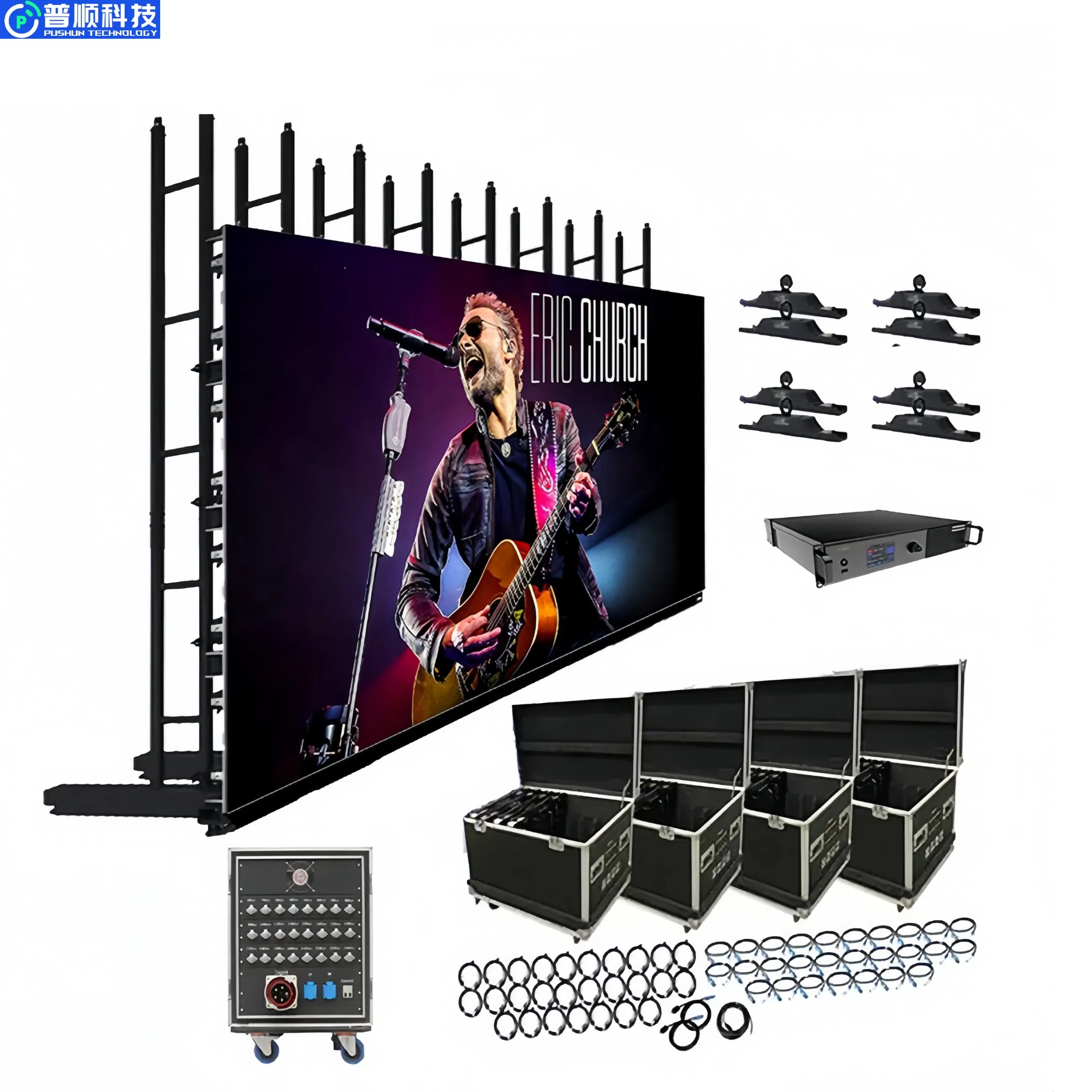 Pushunled High Quality P3.91 500*1000mm Waterproof Suspend/Ground Supporting Advertising Rental LED Display Screen