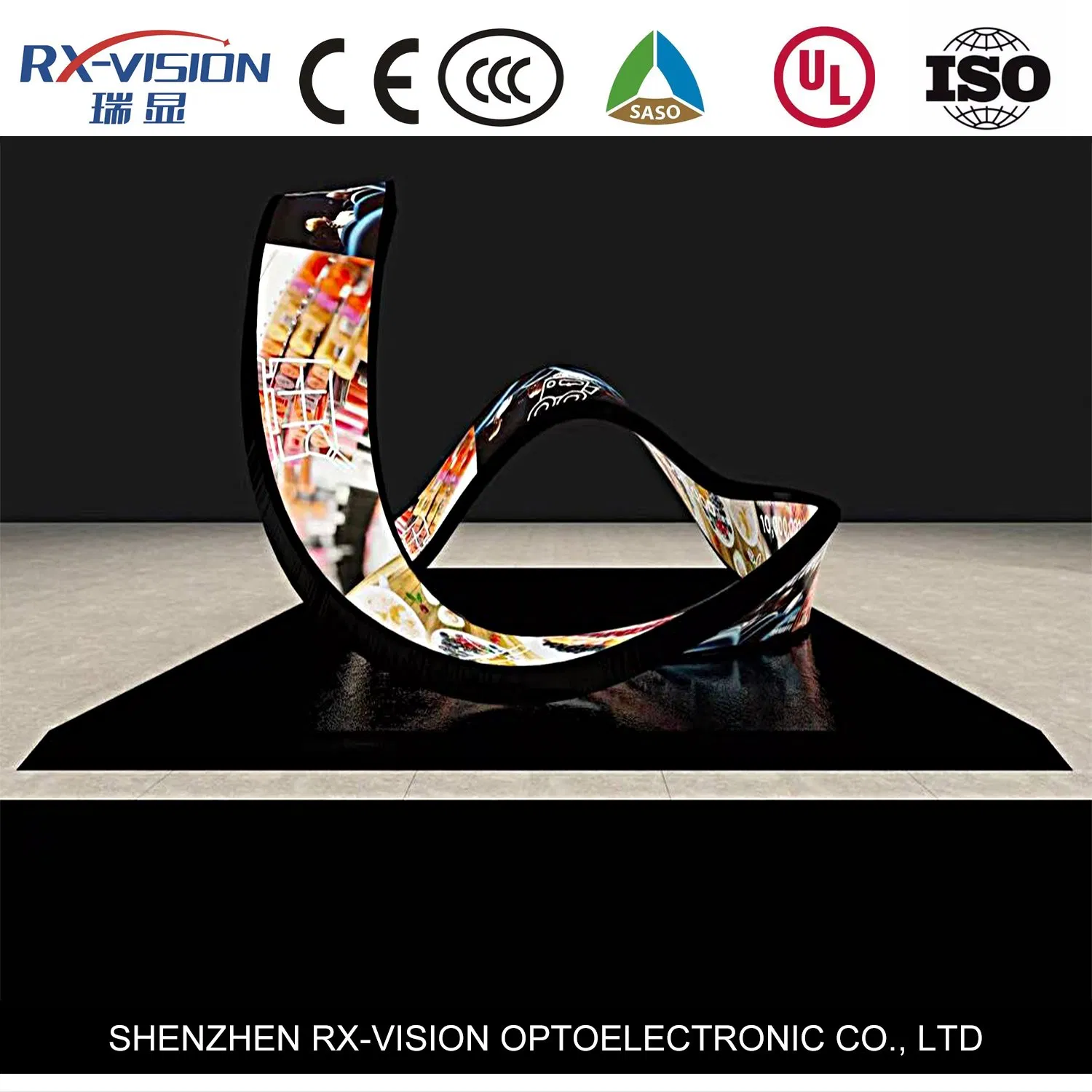 P1.56 Indoor LED Curved Soft Vertical Flexible Advertising Display Screen