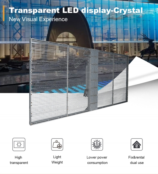 Indoor Semi-Outdoor P2.8 P3.9 P7.8 P10.4 See Through High Transparency Curtain Transparent LED Screen