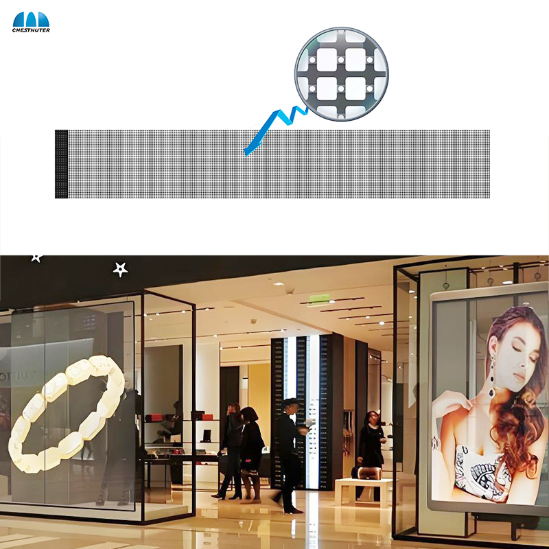 Hot Sale Indoor Outdoor Transparent LED Glass Screen - High Transparency Mesh Panel for Window Advertising Exhibition