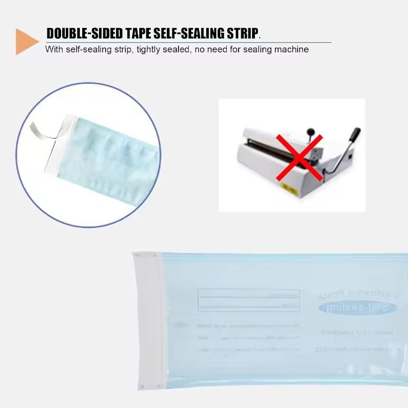 Self-Sealing Sterilization Pouch for Hospital or Dental Instruments