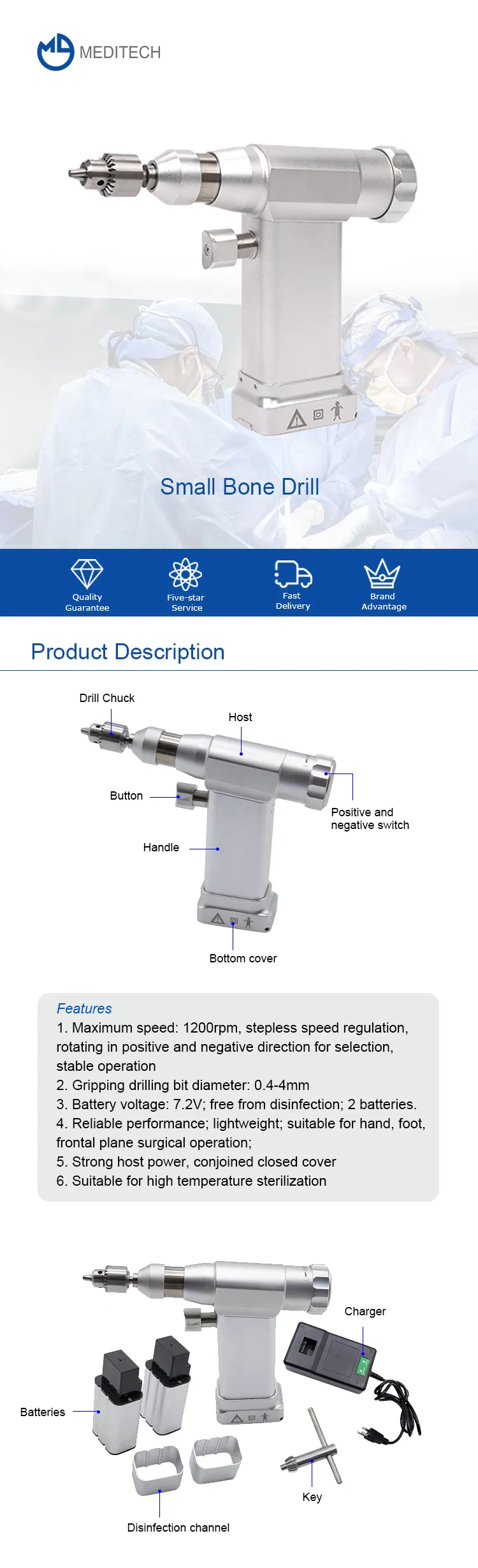 Orthopedic Surgical Instruments Small Bone Drill