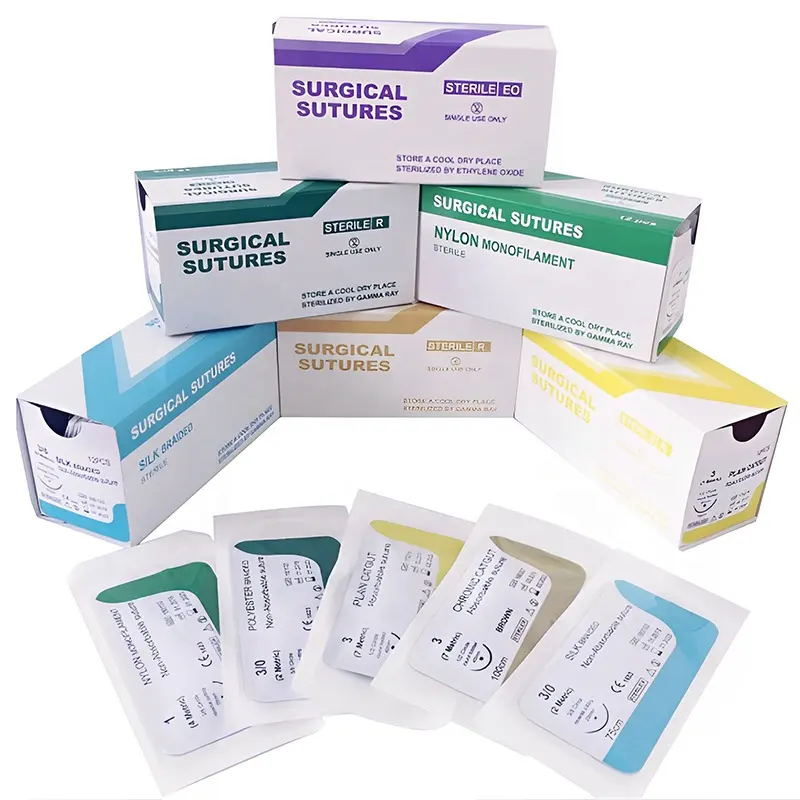 Cutting/Triangular/Round/etc Mecan Guangzhou China Absorbable Surgical Kit Medical Suture with High Quality