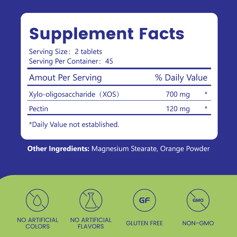 Xylo-Oligosaccharide Tablet Xos Prebiotic Tablet for Gut Health Support Food Supplement