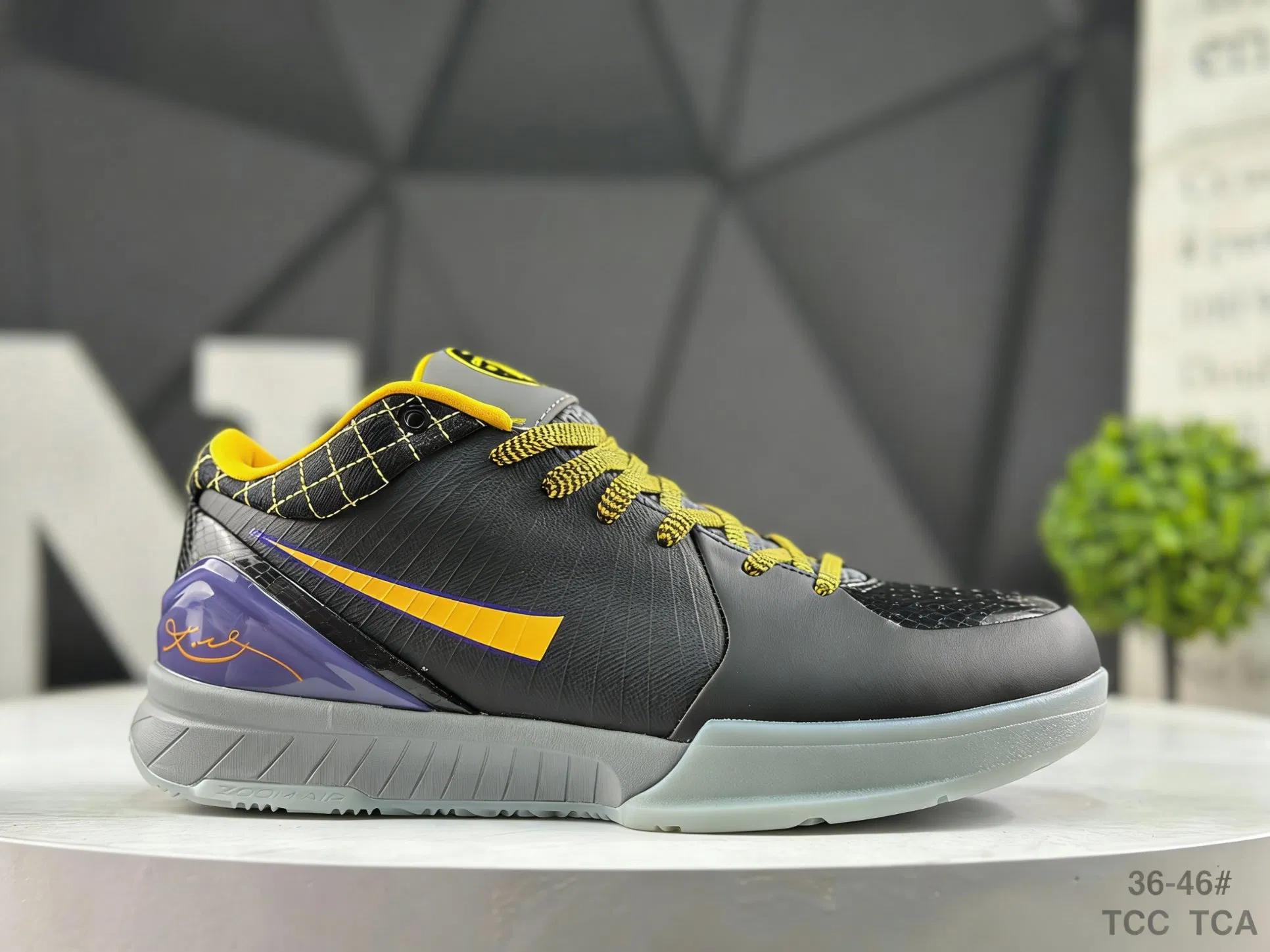 Basketball Sport Sneakers - Ko Be 4 Protro Mambacita White Black Checkered Shoes, Lightweight Breathable Athletic Footwear