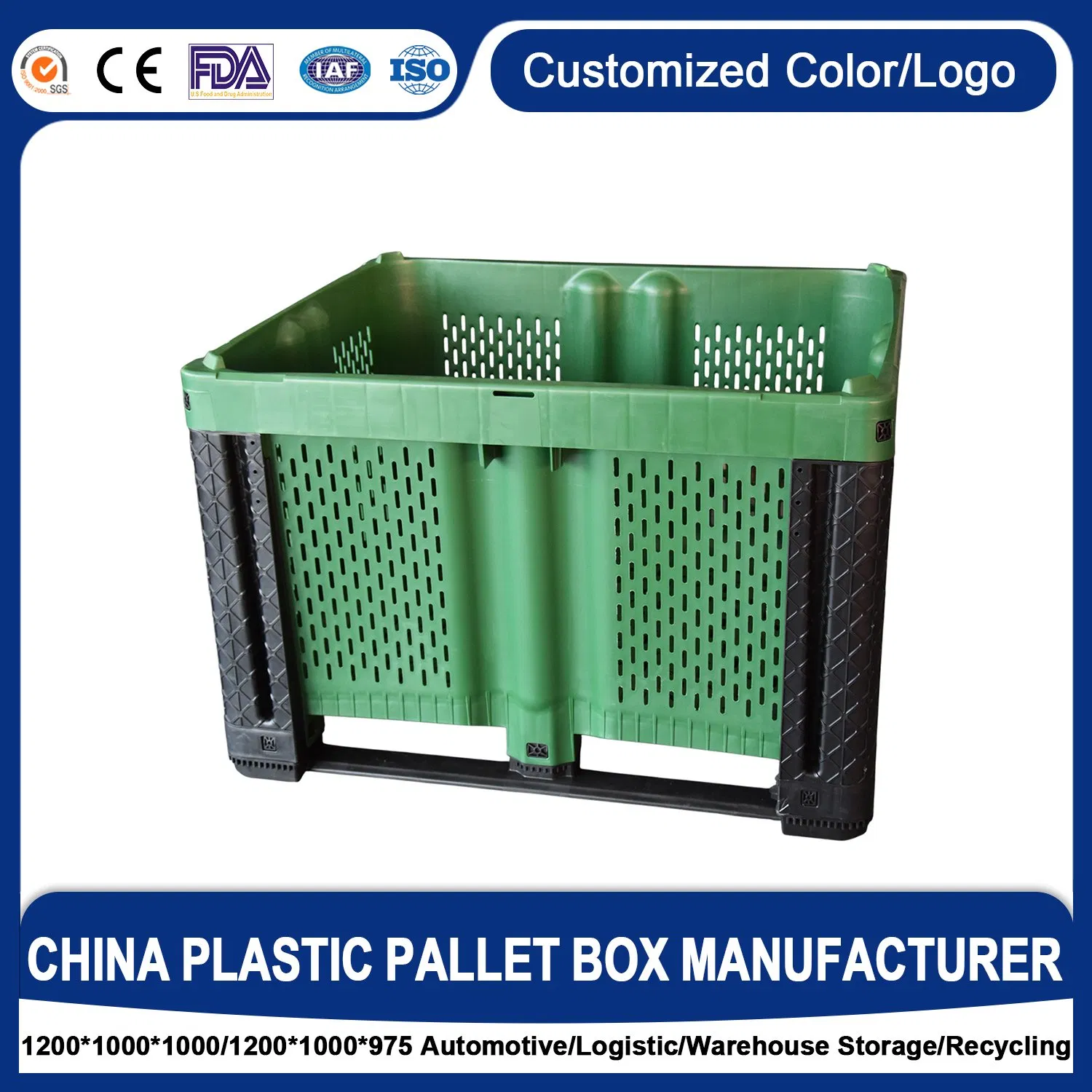 Sustainable Plastic Harvest Bin for Organic Farming and Agriculture with Food Safe Material and Environmental Friendly Features 47.24X47.24X31.1 Inch