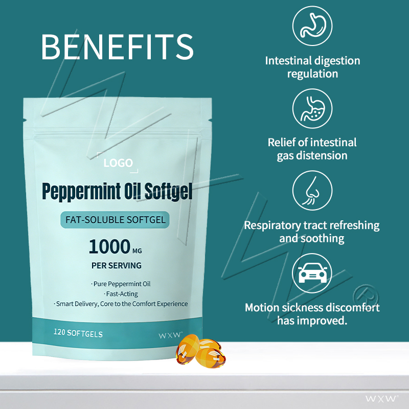 Peppermint Oil Softgel Capsules Herbal Promote Gut Health Supplements