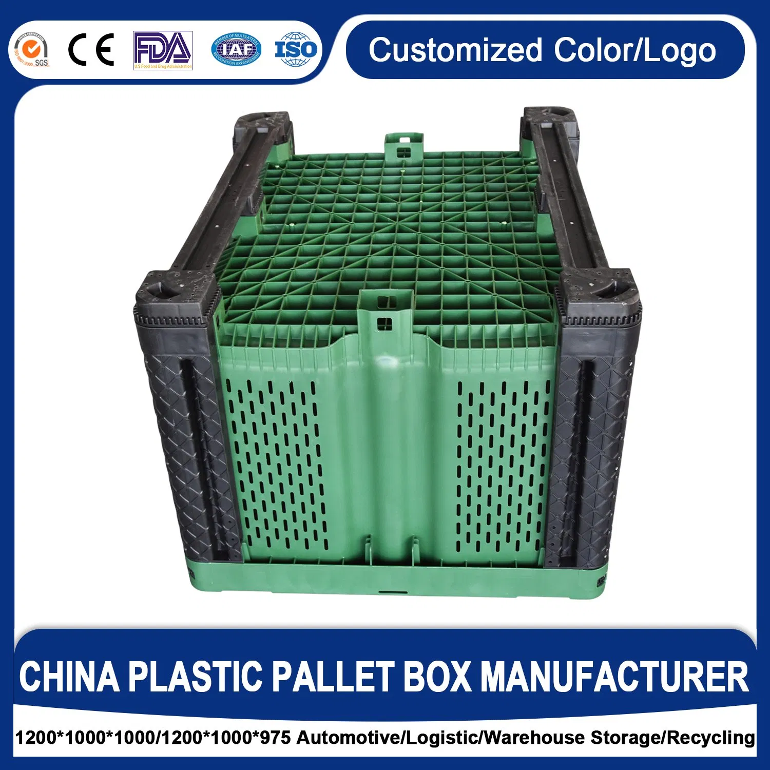 Sustainable Plastic Harvest Bin for Organic Farming and Agriculture with Food Safe Material and Environmental Friendly Features 47.24X47.24X31.1 Inch