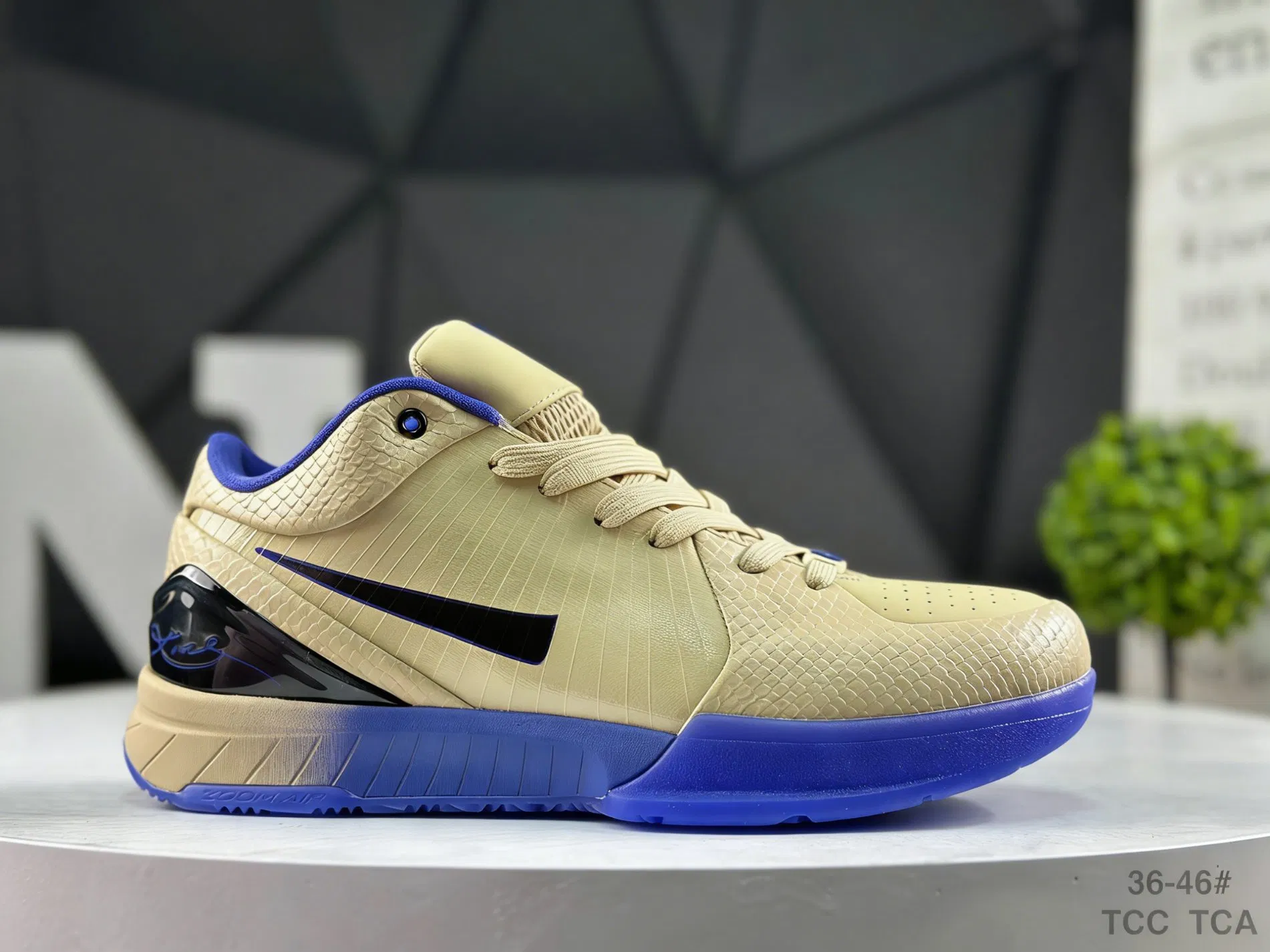 Basketball Sport Sneakers - Ko Be 4 Protro Mambacita White Black Checkered Shoes, Lightweight Breathable Athletic Footwear