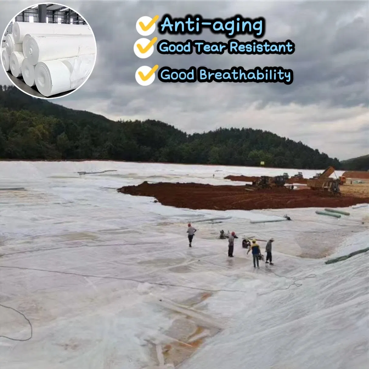 Breathable Pet/PP Geotextile for Landfills, Promotes Soil Health