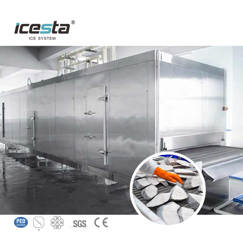 Icesta Automatic High Reliable Long Service Life Stainless Steel Quick Freezing Tunnel Freezer for Fish Meat Poultry