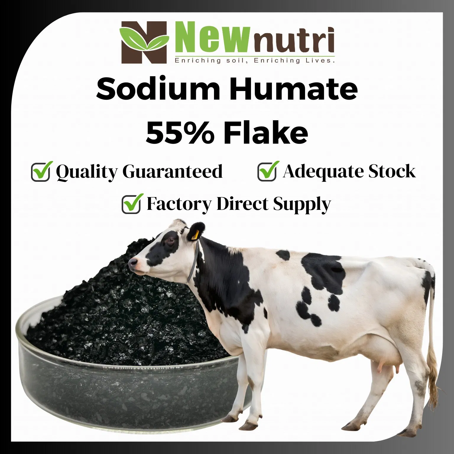 Sodium Humate 55% Feed Flakes with Custom Content