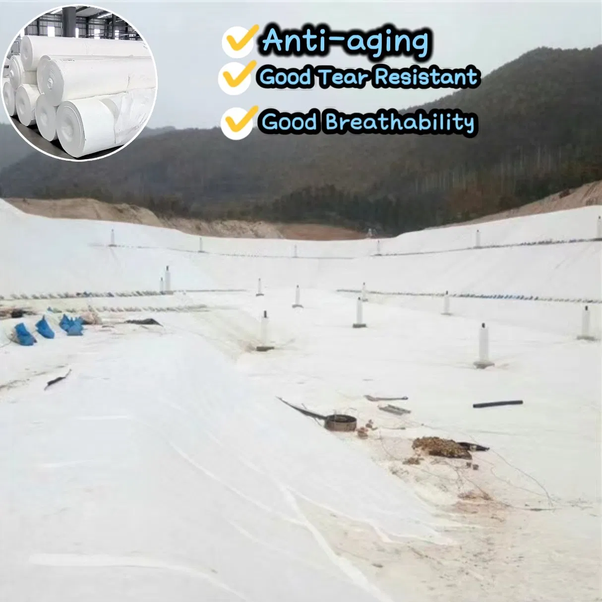 Breathable Pet/PP Geotextile for Landfills, Promotes Soil Health