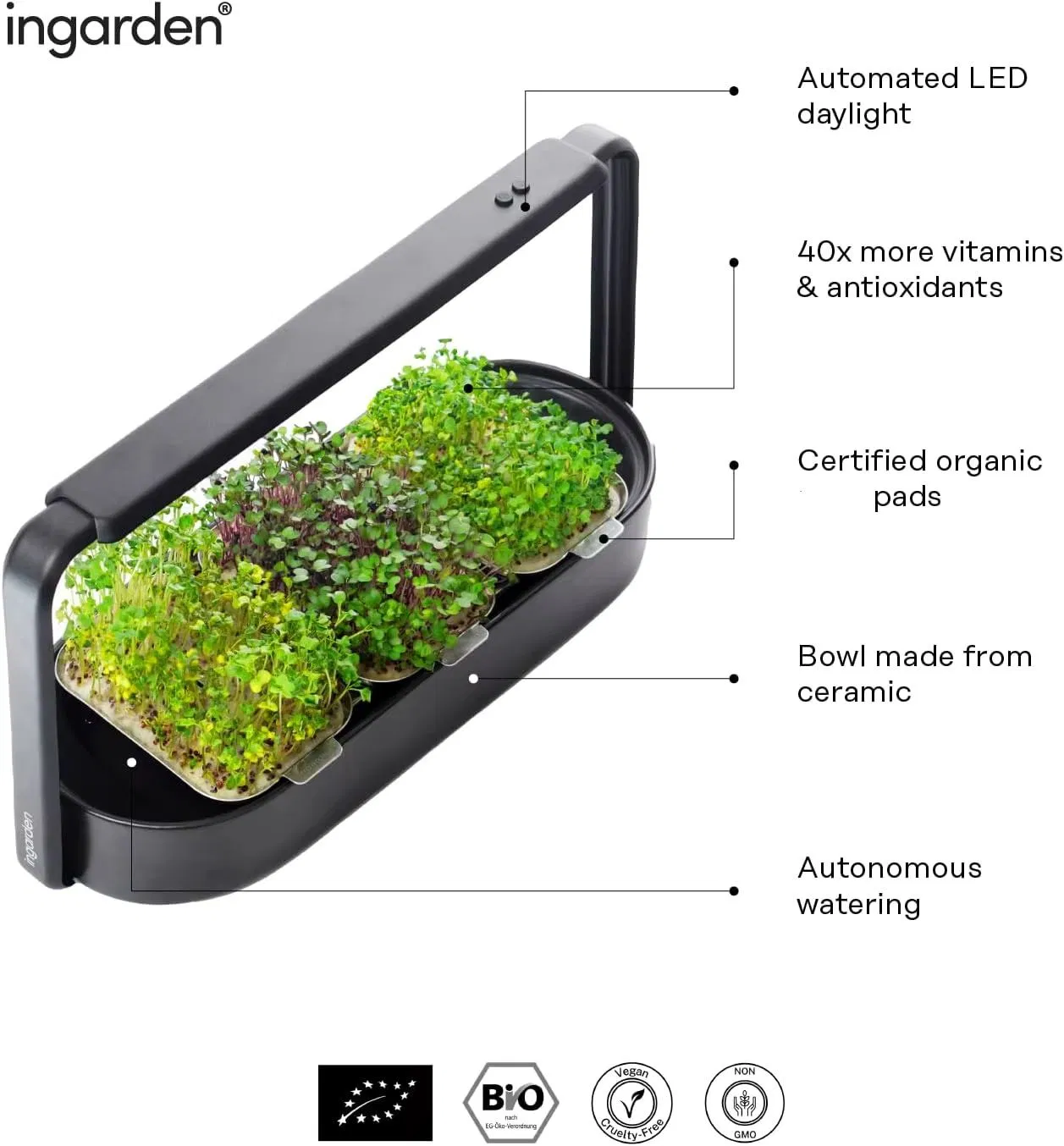 Microgreens Growing Kit LED Grow Lights Home Hydroponics System