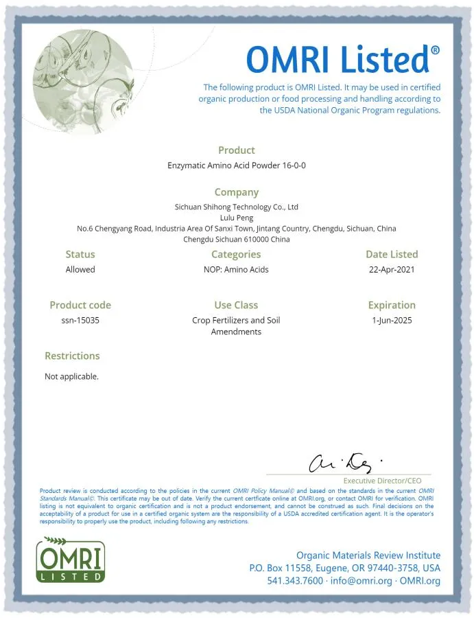 Amino Acid Certification 1