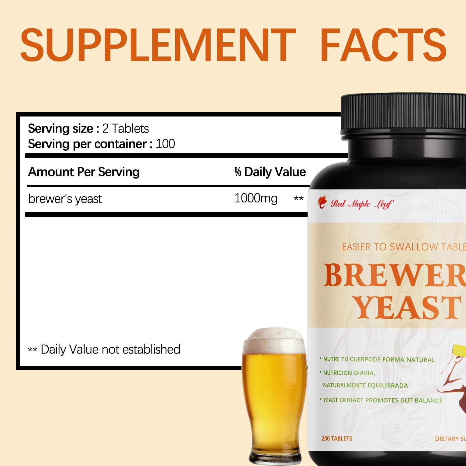 Premium Organic Brewers Yeast Tablets - High Protein &amp; Probiotics for Gut Health