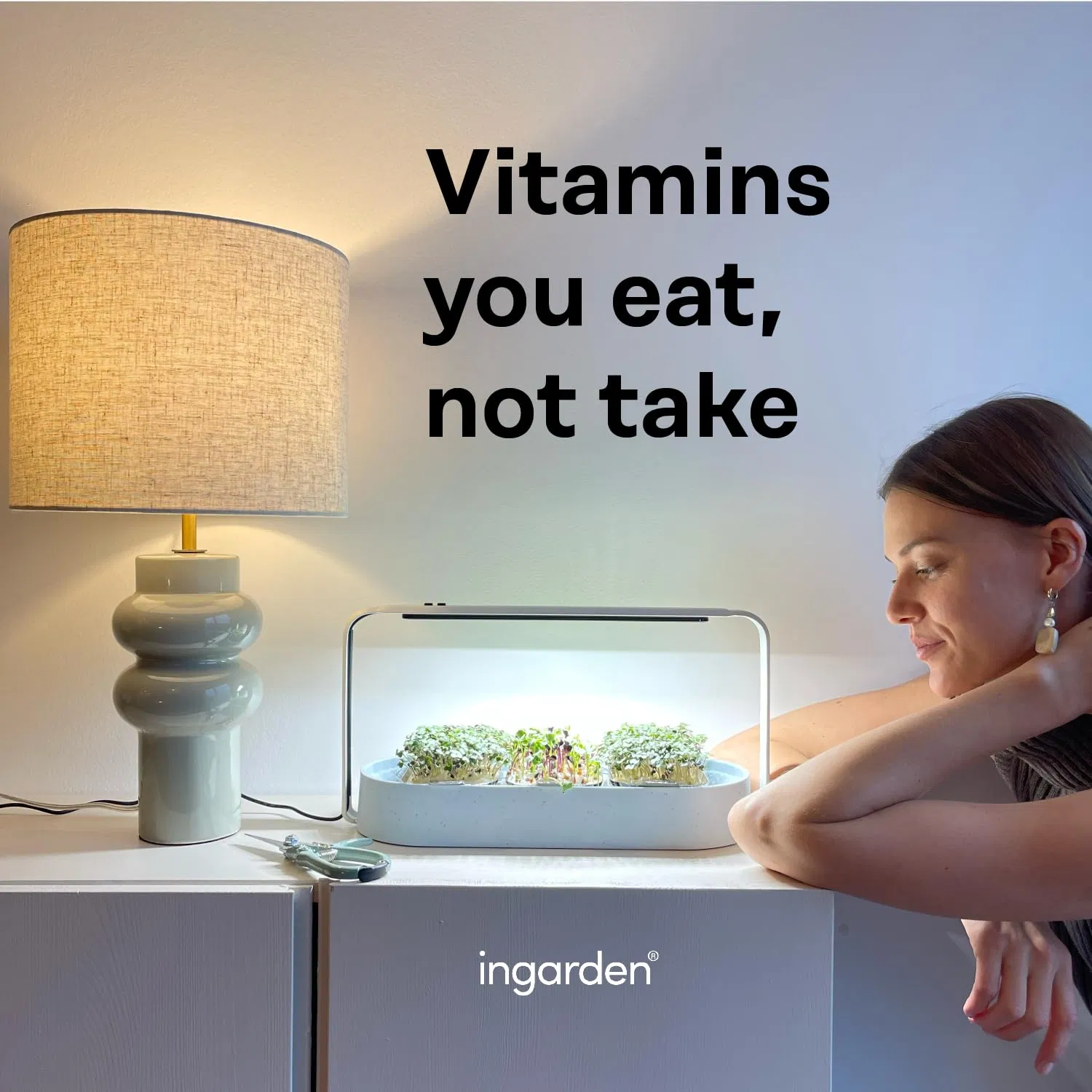 Ingarden Microgreen Growing Kit with Organic Superfood Sprouting Seed Pad Auto 4stage LED Grow Light Hydroponic Watering System Chic Upcycled Ocean Plastic Bowl