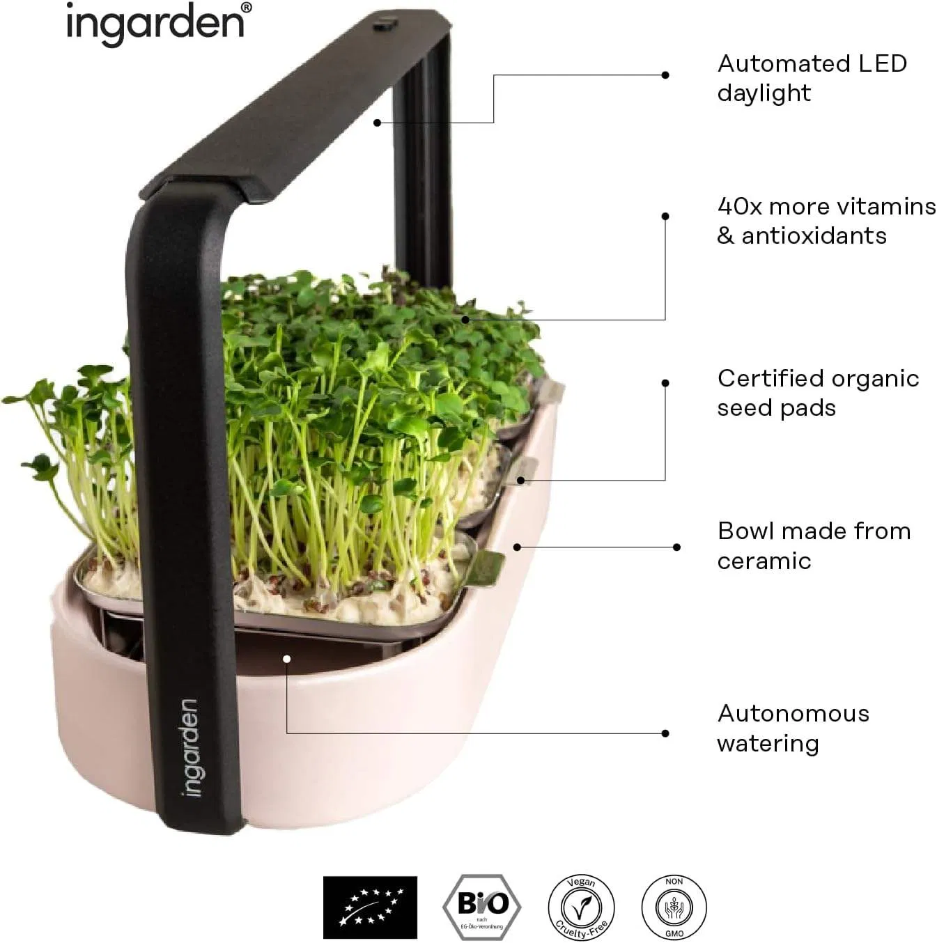 Microgreens Growing Kit LED Grow Lights Hydroponic Aeroponic Tower Systems for Kitchen