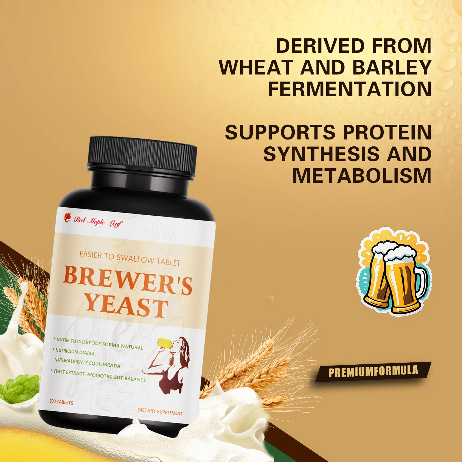 Premium Organic Brewers Yeast Tablets - High Protein &amp; Probiotics for Gut Health