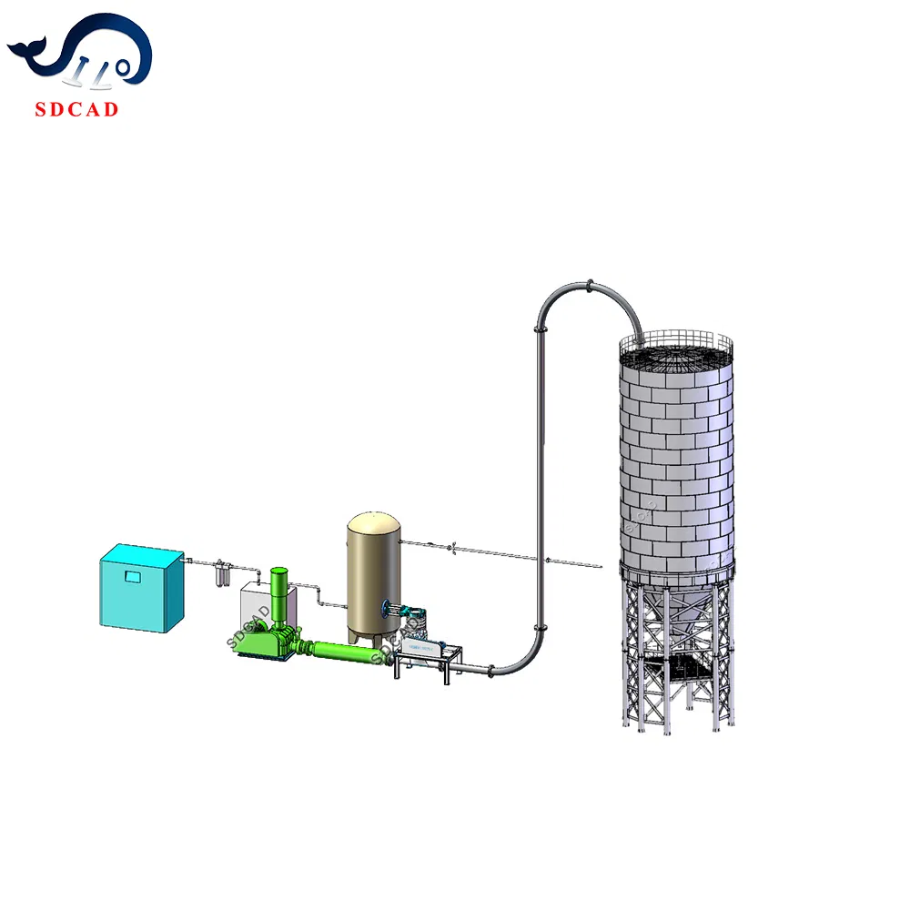 Reduce Noise Pneumatic Vacuum Conveying System with Muffler Pneumatic Conveying Silo
