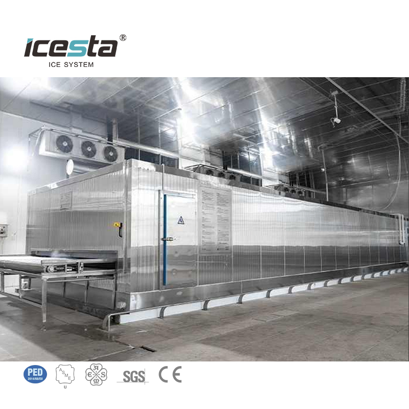 Icesta Automatic High Reliable Long Service Life Stainless Steel Quick Freezing Tunnel Freezer for Fish Meat Poultry