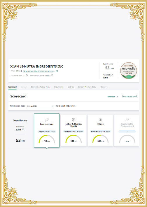 Le-Nutra quality certificate 4