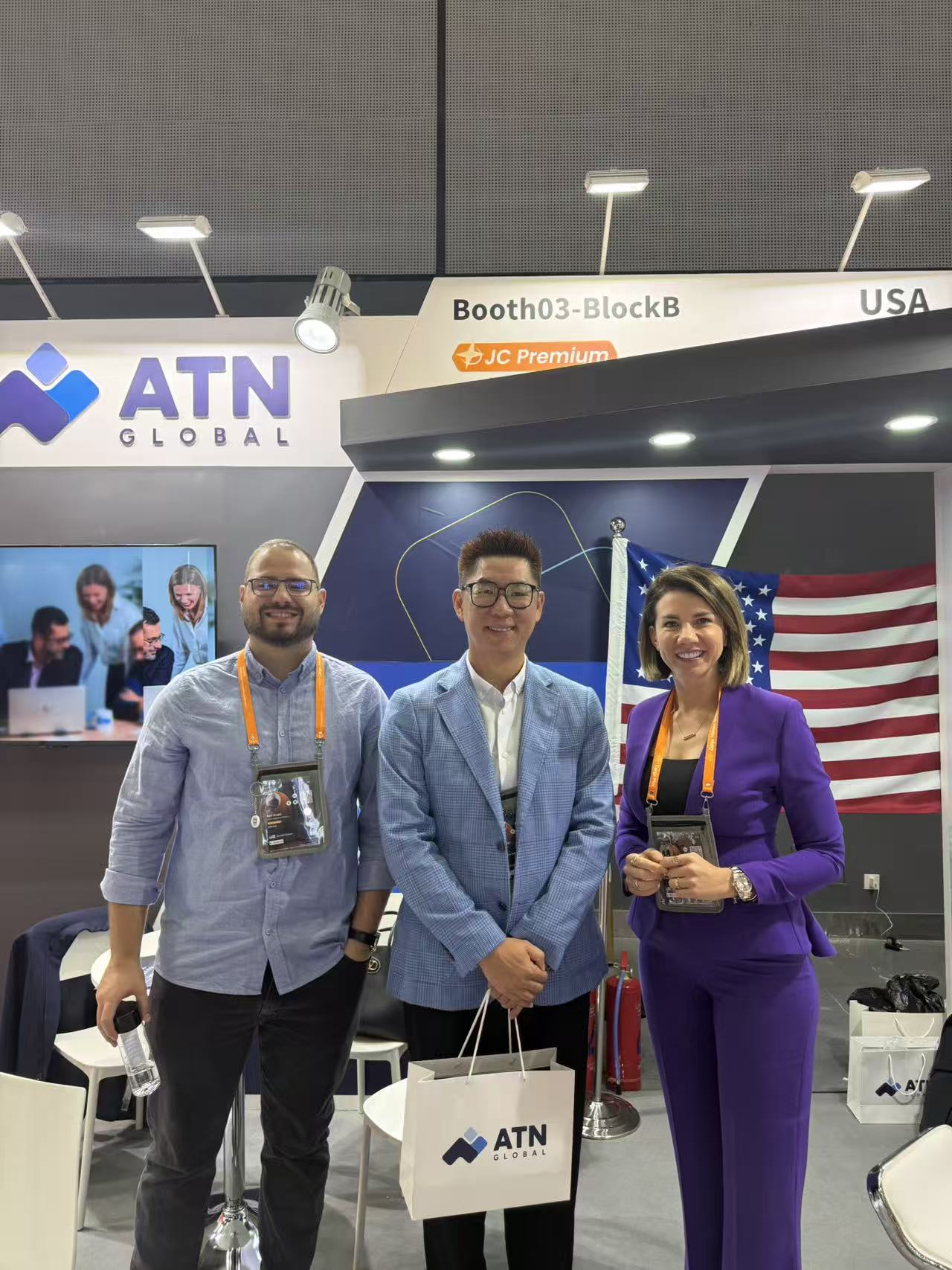 Team presenting services at stand
