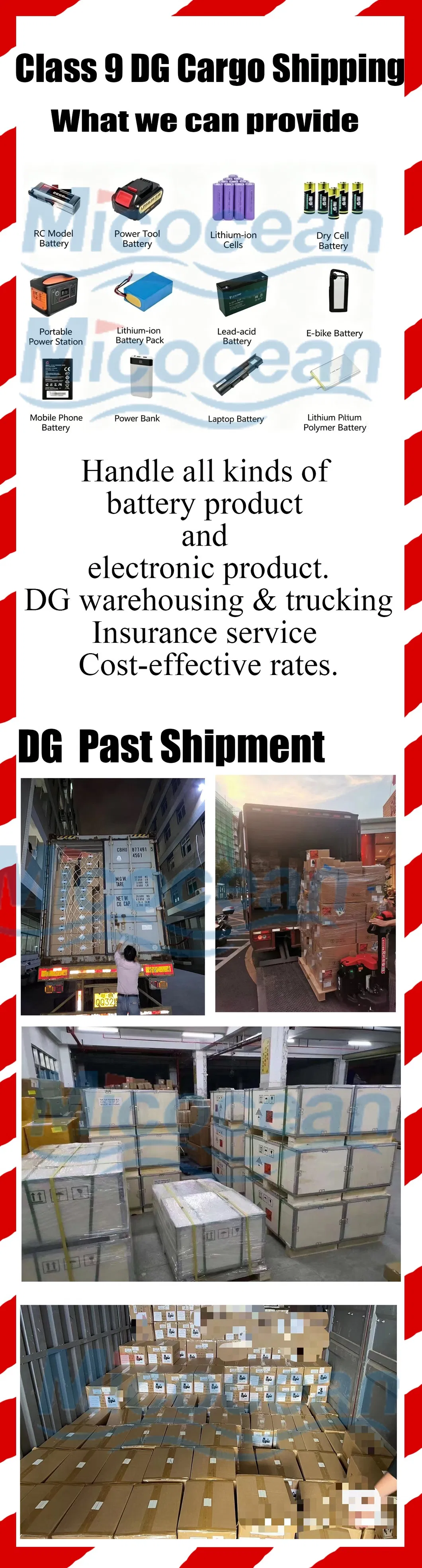 Logistics Global Worldwide Sea Freight Forwarder Lithium Lead-Acid Battery Dg Class 9 Hazardous Cargo for Ocean FCL/LCL Service Delivery Shipping Agent