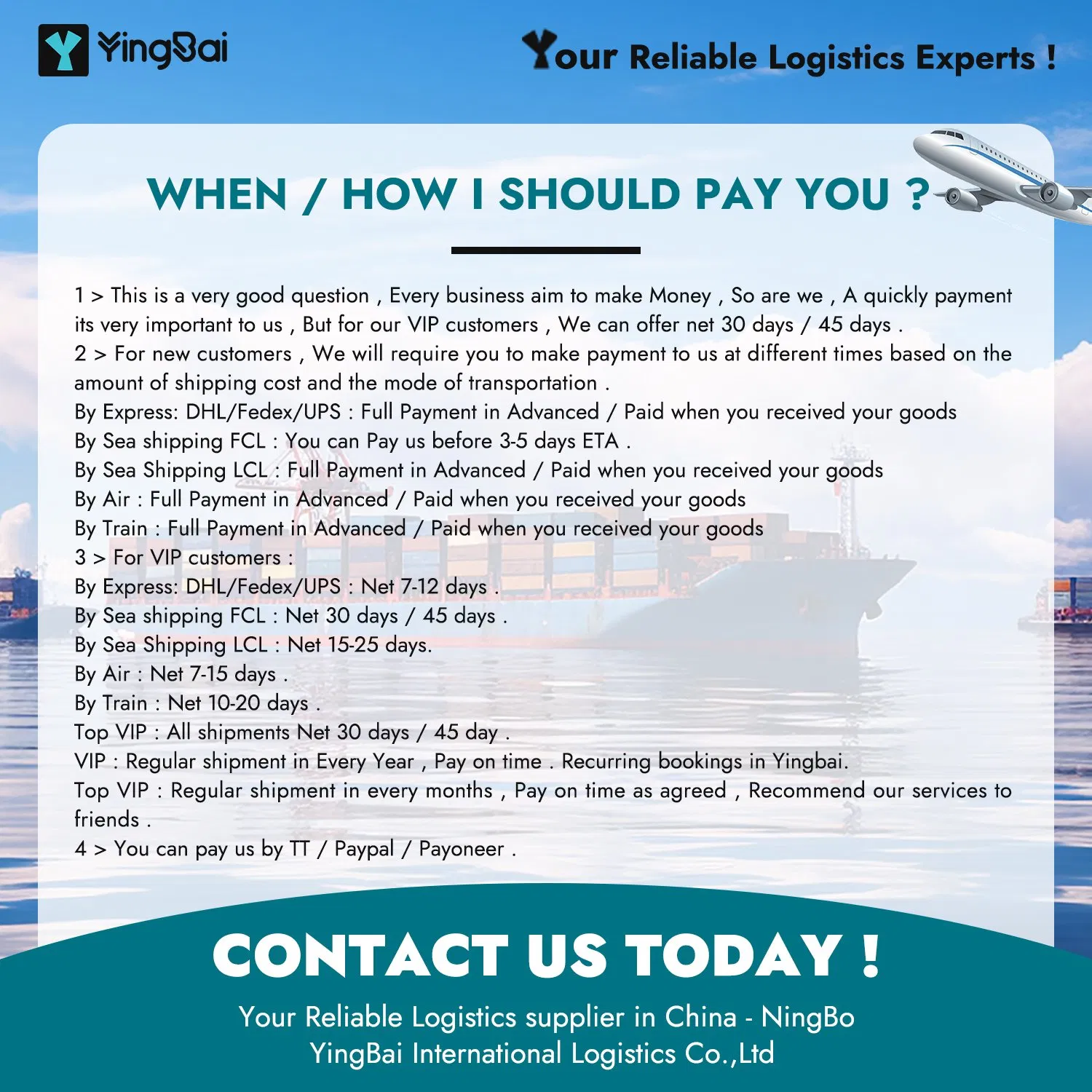Lithuania Sea Shipping Freight Air Cargo LCL FCL Export Agent Ocean Shipping Vessel EMC Cosco Hmm HPL Yml Waterproof Cables Shipment