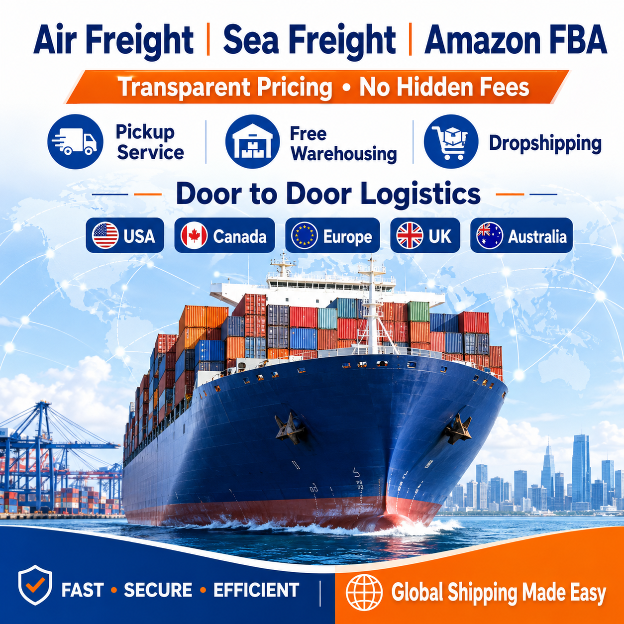 Leading China Freight Forwarder to USA OCean Express Freight DDP Shipping with Free Warehousing