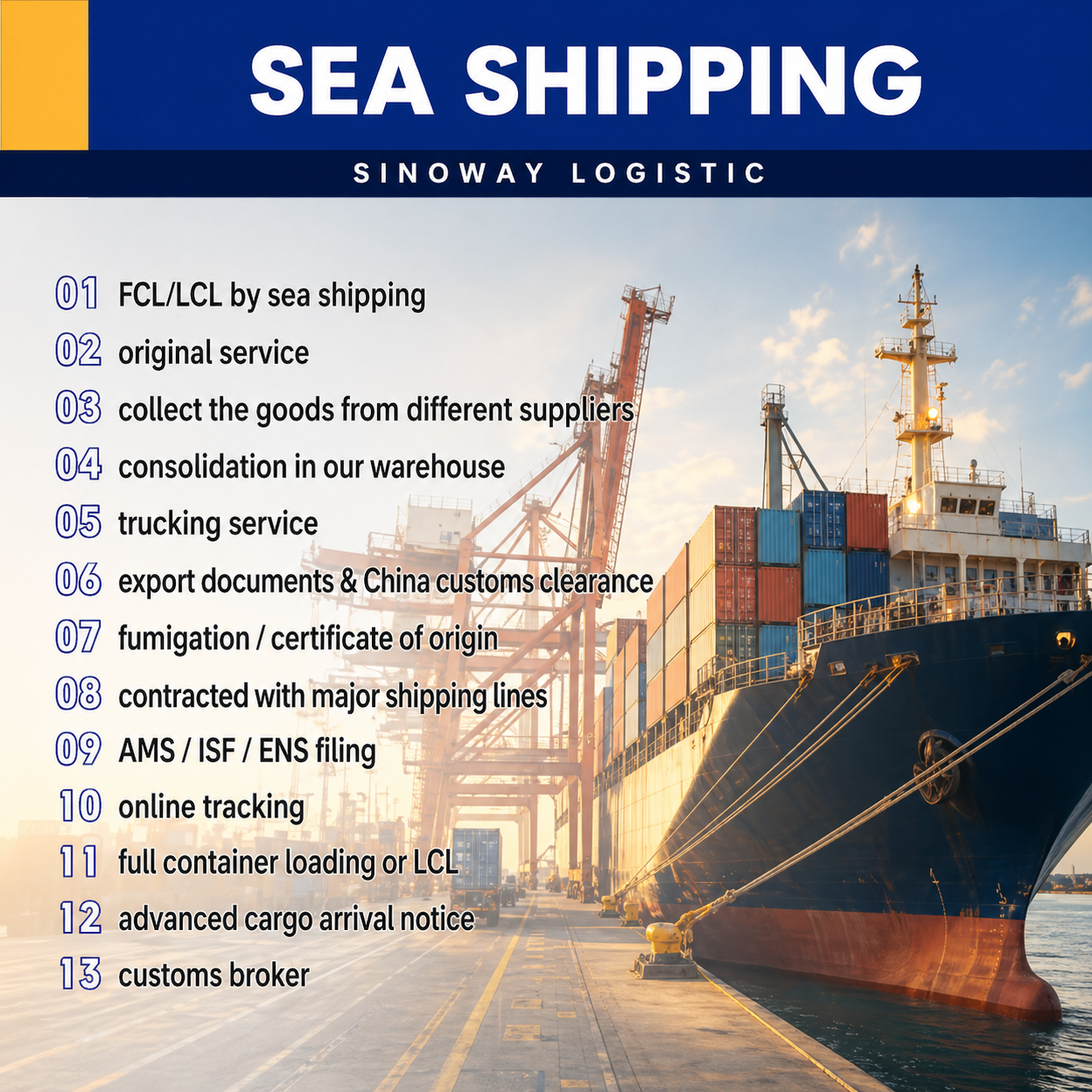 Ocean Sea Freight Forwarding Cargo Shipping Agent Logistics Price FCL LCL Door to Door Chile Columbia Peru Ecuador